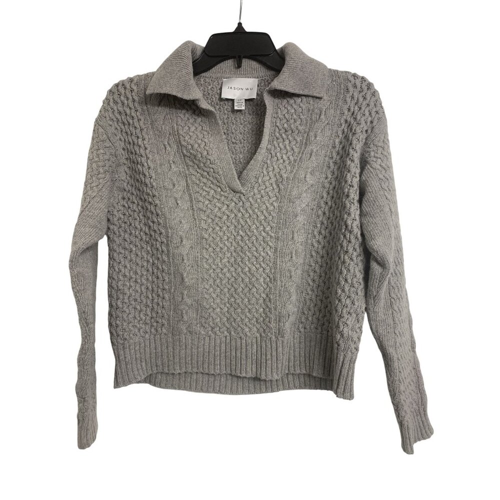 Jason Wu Cable Knit Cropped Cotton Wool Sweater Size S/P‎